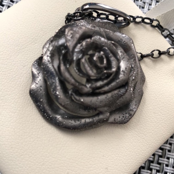 Black ion-plated stainless steel Rose Necklace - Picture 3 of 5